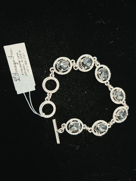 Jewelry - Silver Tone Smokey Gray Rhinestone Station Bracelet -